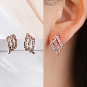Rose Gold Angel Wings Rhinestone Earrings